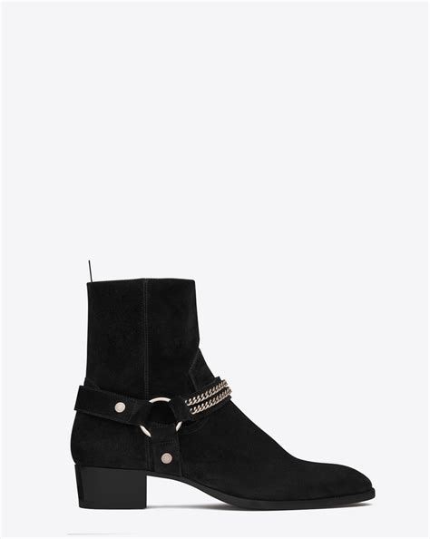 ysl wyatt schwarz|Ankle Boots Wyatt Harness aus Leder in Schwarz .